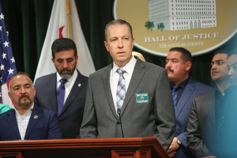 Los Angeles County Sheriff’s Department Capt. Andrew Meyer at a press conference on ‘random’ Los Angeles area shootings