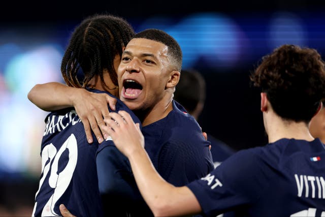 <p>Kylian Mbappe and Bradley Barcola scored as PSG earned a 2-0 lead over Real Sociedad </p>