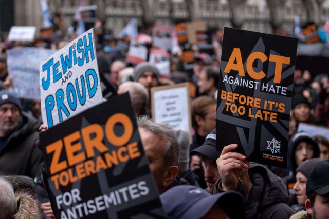 The Community Security Trust said it had recorded 4,103 antisemitic incidents in the UK in 2023, the highest total ever reported to CST in a single calendar year (Alamy/PA)