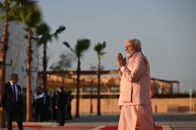 <p>India's prime minister Narendra Modi inaugurates the BAPS Hindu Mandir, the largest Hindu temple in the Middle East in Abu Dhabi</p>