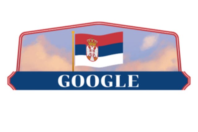 <p>Google Doodle marks the occasion with the Serbian flag  </p>
