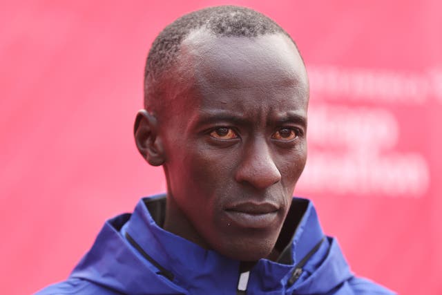 <p>Kelvin Kiptum of Kenya seen after winning the 2023 Chicago Marathon professional men’s division and setting a world record marathon time of 2:00.35 at Grant Park</p>