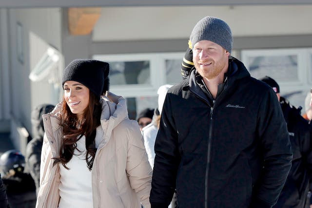<p>The Duchess and Duke of Sussex at an Invictus Games training camp near Vancouver </p>