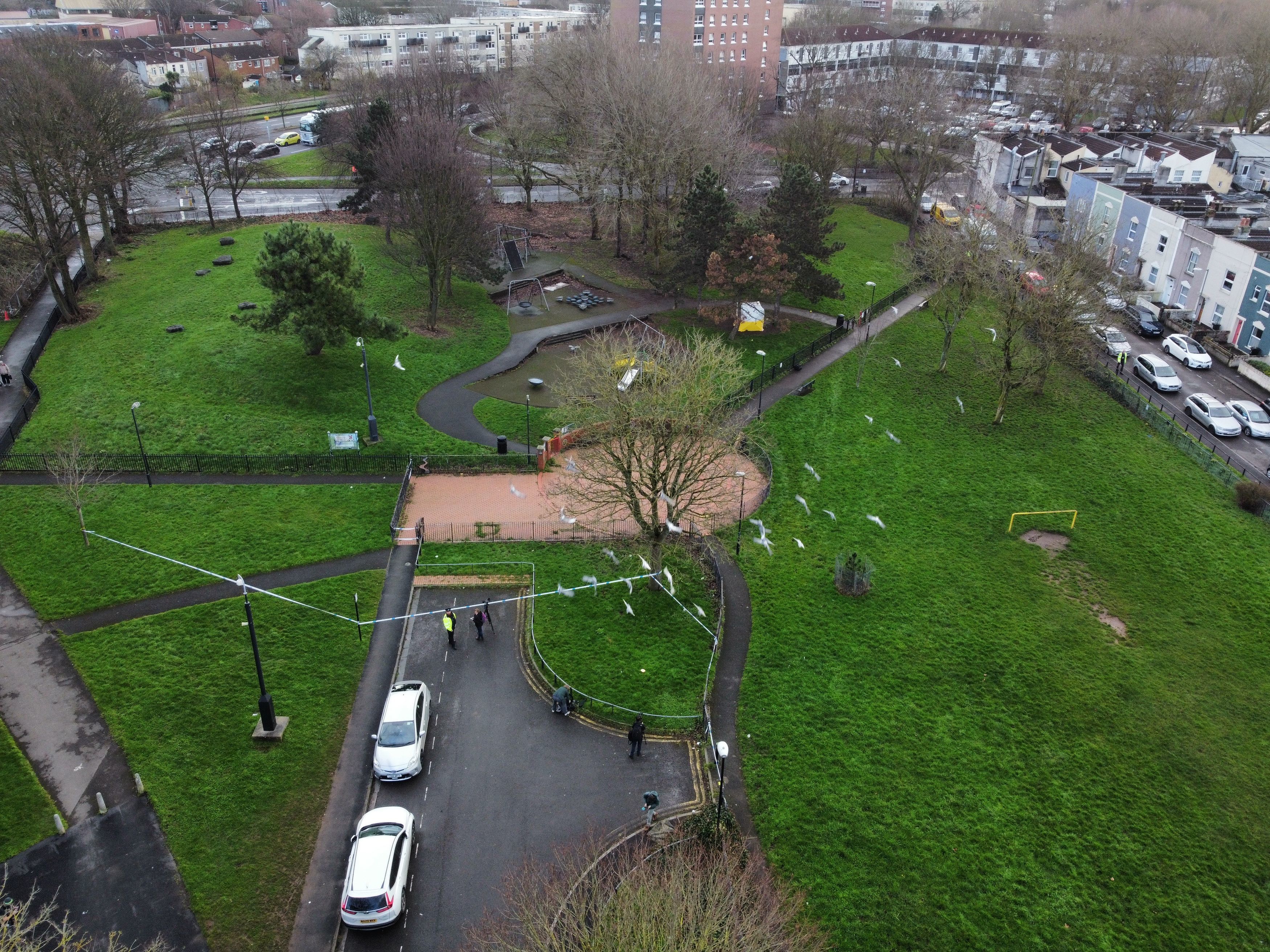 General view of Rawnsley Park near to the scene in the St Philips area of Easton, Bristol