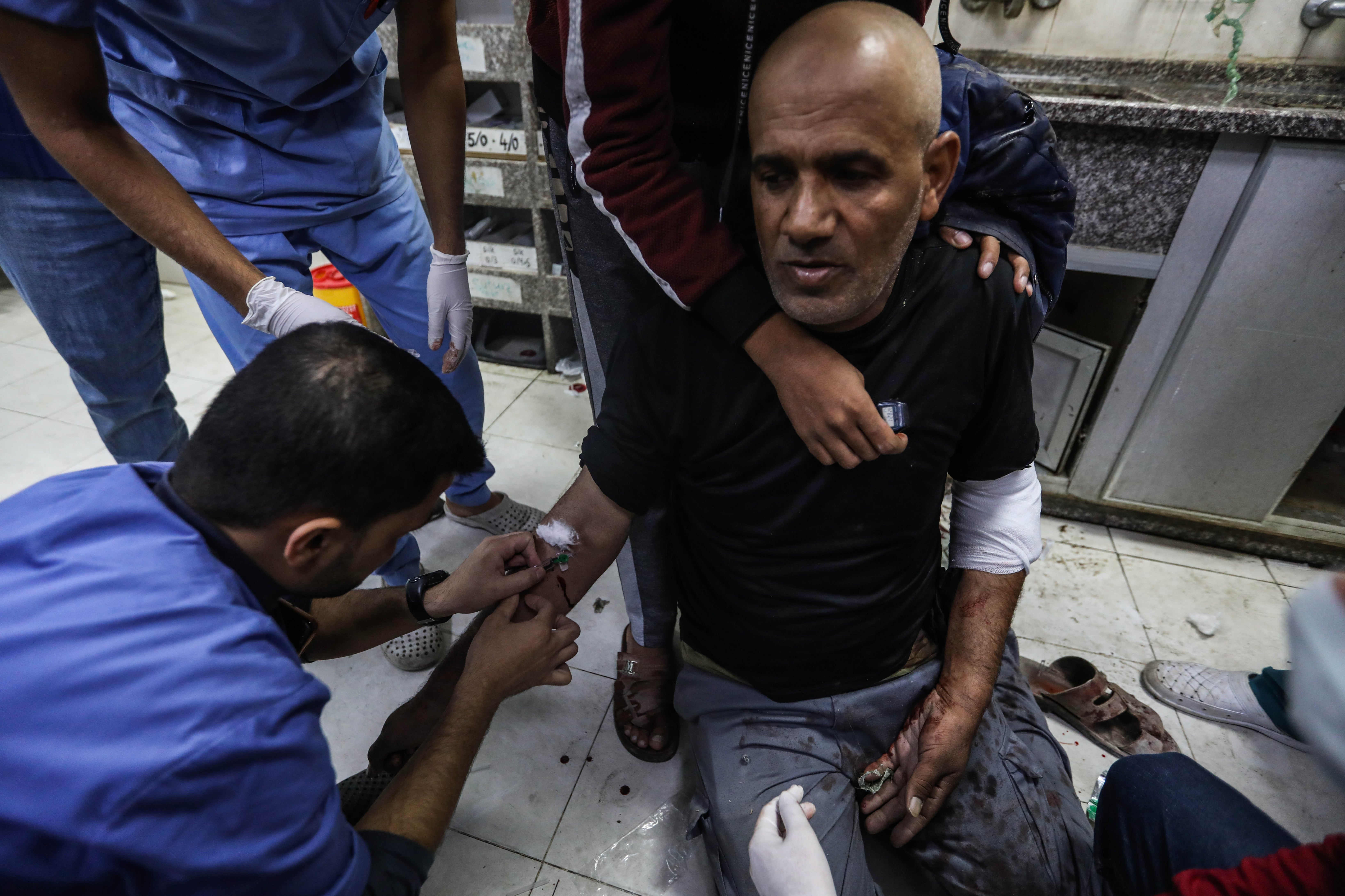 Nasser Hospital in Khan Younis has been treating dozens of Palestinians daily