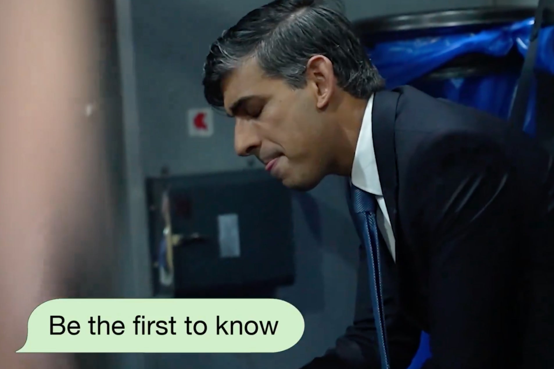 A still from the glossy promotional video advertising Rishi Sunak’s new ‘DM from the PM’ service