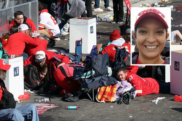 <p>People take cover during a shooting at Union Station during the Kansas City Chiefs Super Bowl LVIII victory parade on February 14, 2024 in Kansas City, Missouri.</p>