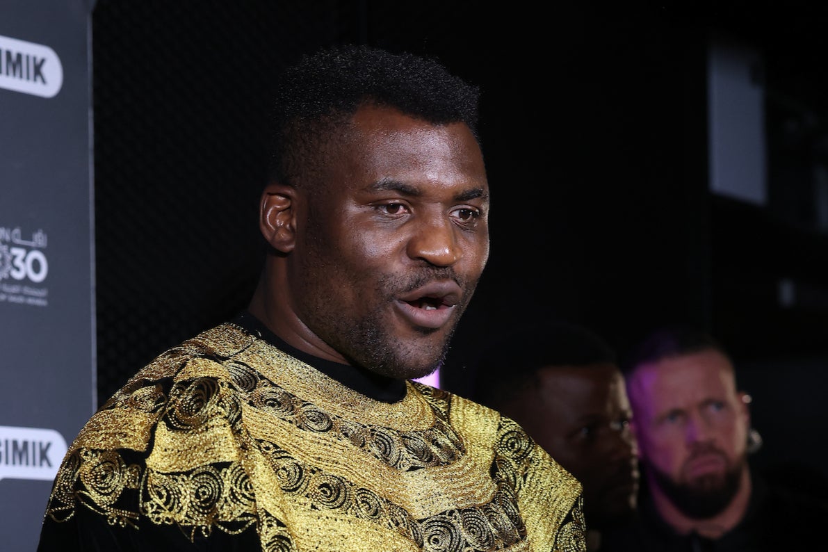 Ngannou in January, at a press conference in London