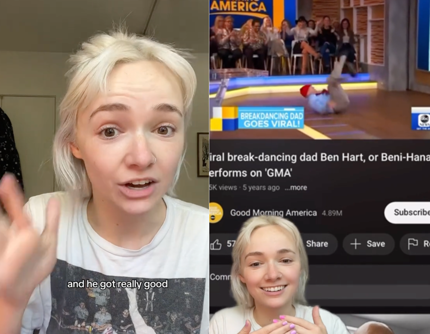 <p>Madi Hart poked fun at how her father wasn’t necessarily involved in her life, due to his breakdancing career</p>