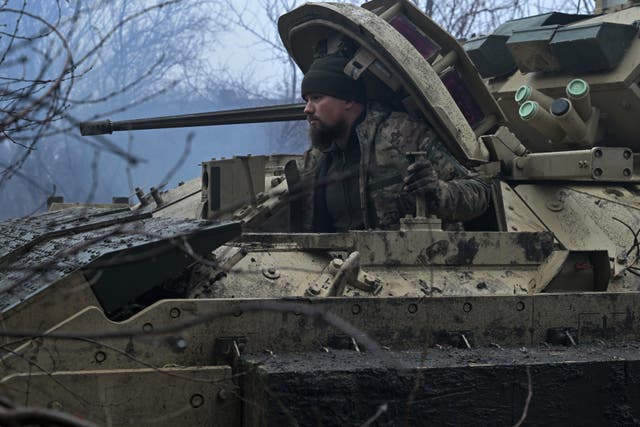 <p>Ukrainian forces near the town of Avdiivka, in the Donetsk region</p>