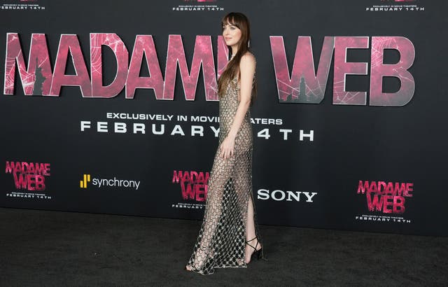 <p>Dakota Johnson at the Madame Web premiere in February 2024 </p>