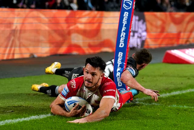 Niall Evalds scored two of Hull KR’s tries (Mike Egerton/PA)