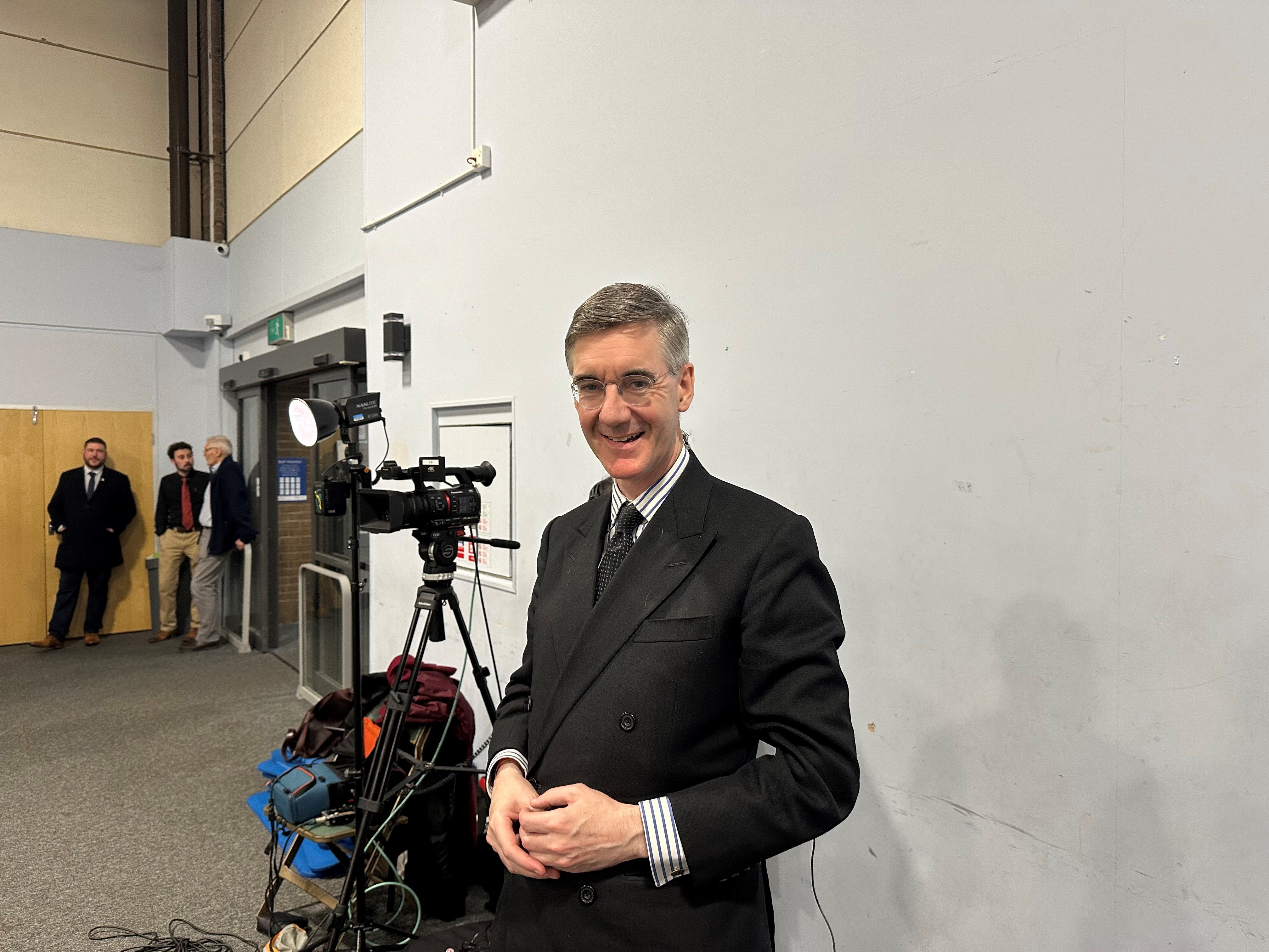 Jacob Rees-Moggs has arrived at the Kingswood by-election
