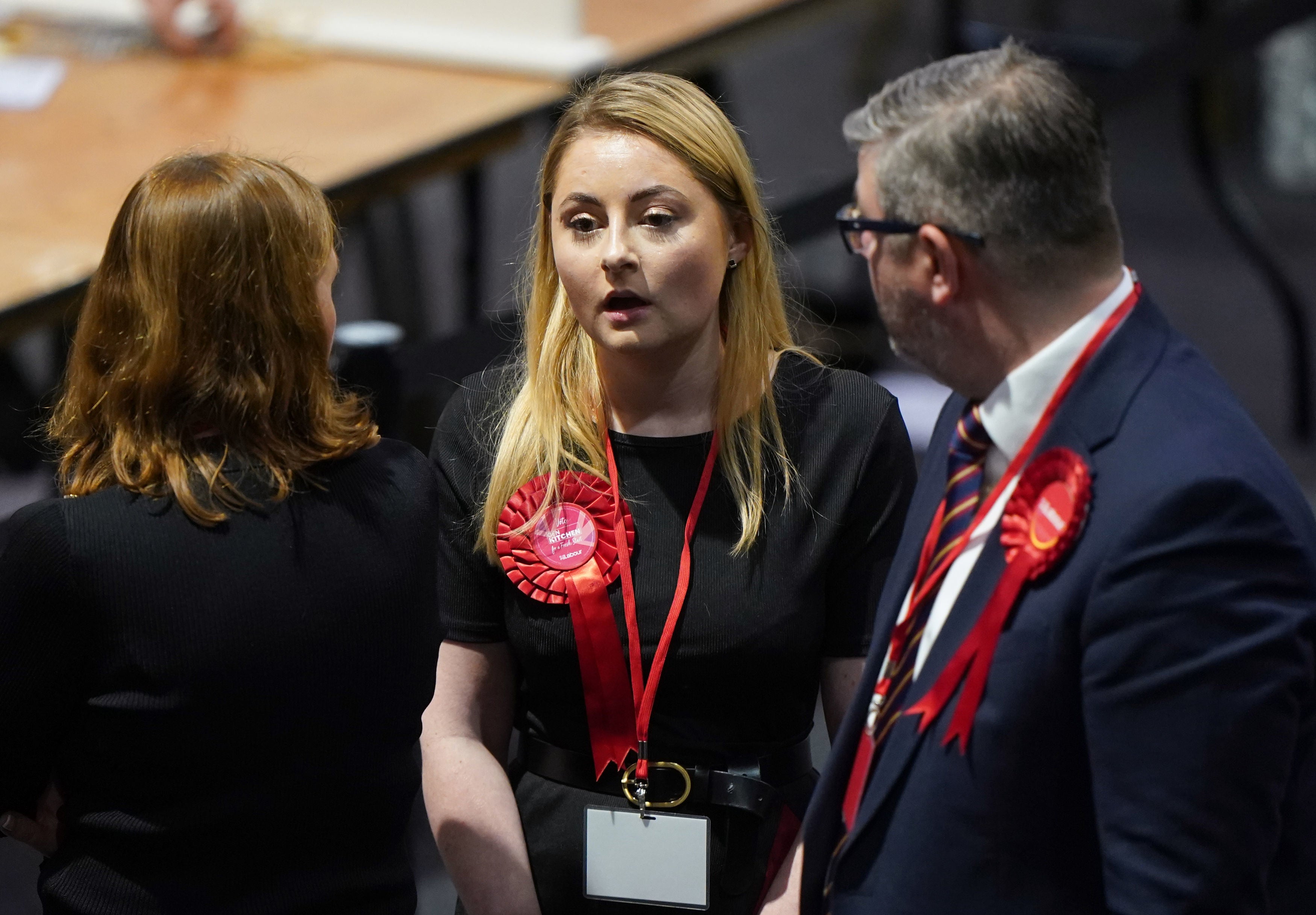 Labour Party candidate Gen Kitchen during the count for the Wellingborough by-election