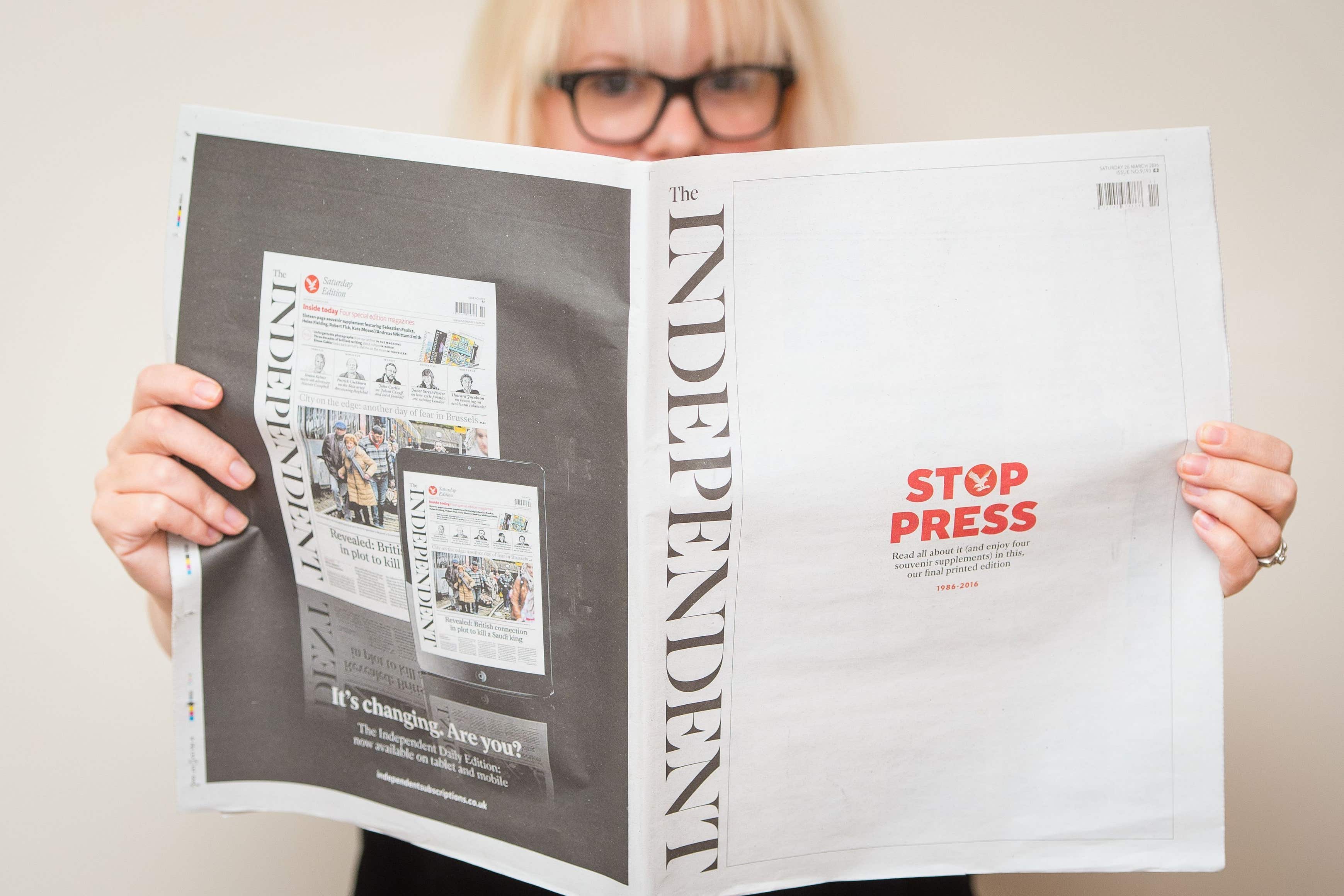 The Independent published its last print edition in 2016 (Dominic Lipinski/PA)