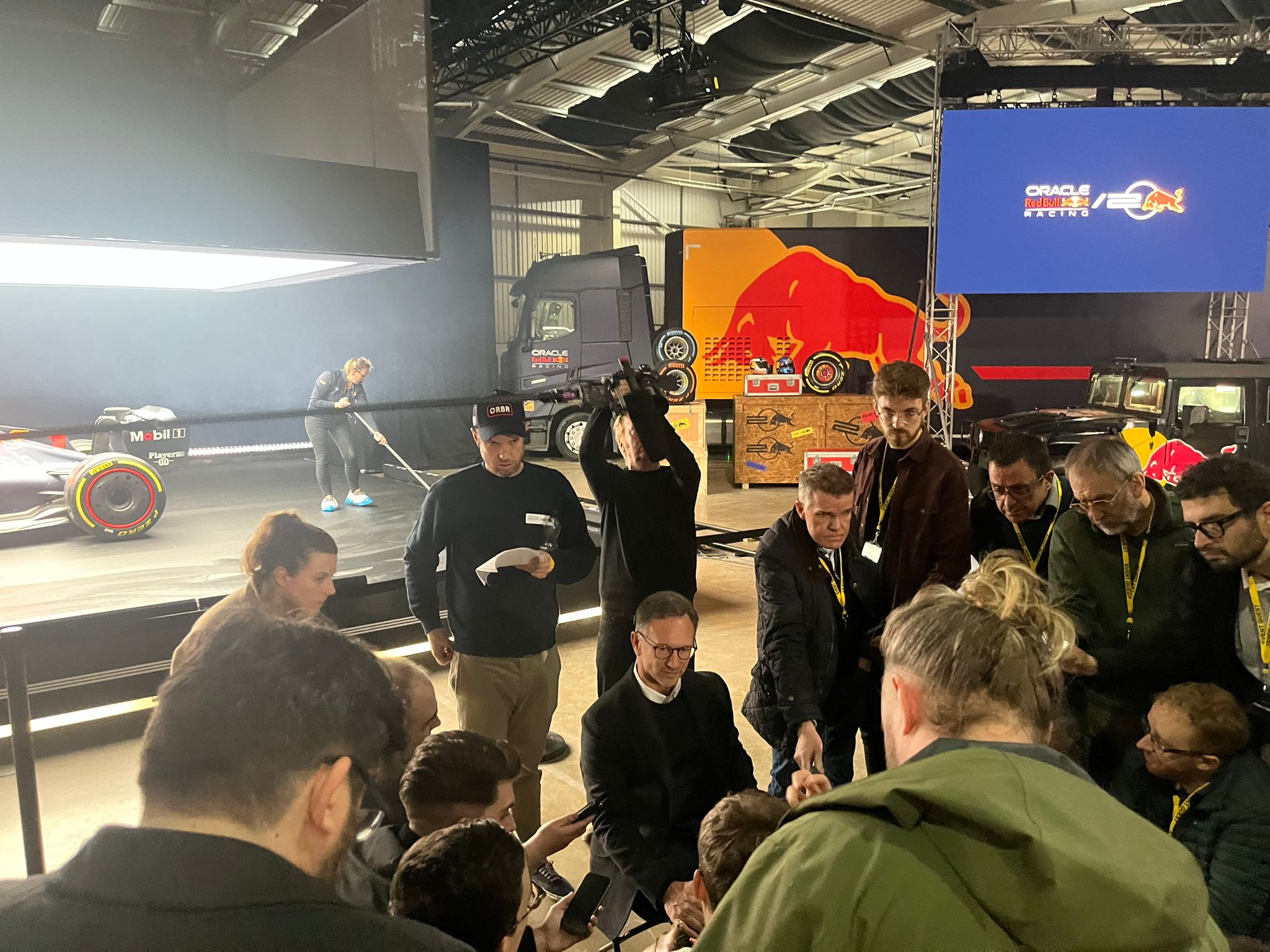 Horner answers questions from journalists at Red Bull’s launch event