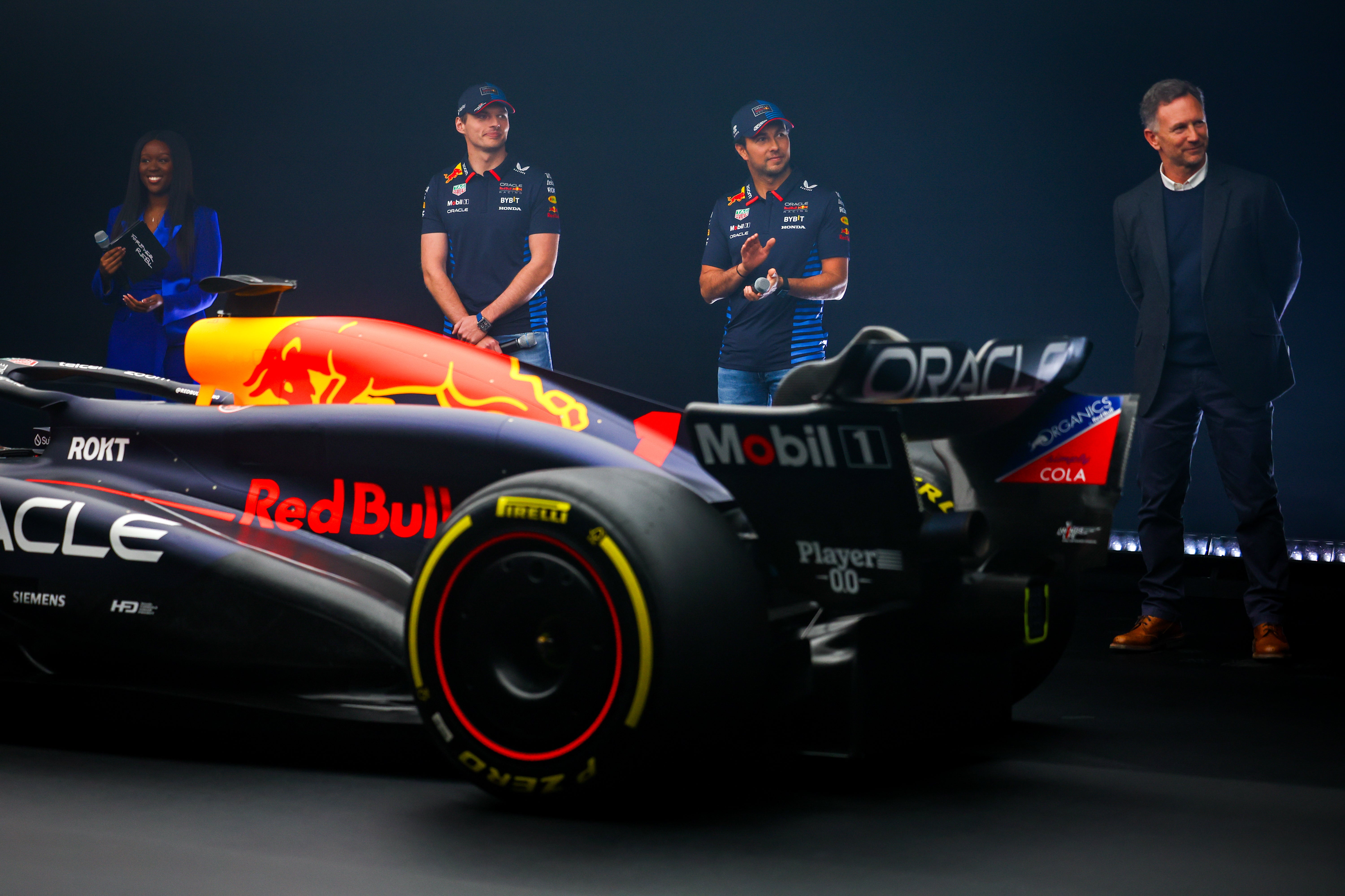 Horner, right, pictured at the launch of Red Bull’s new car