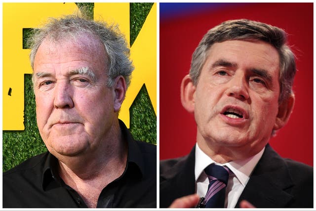 <p>Jeremy Clarkson (left) and Gordon Brown</p>
