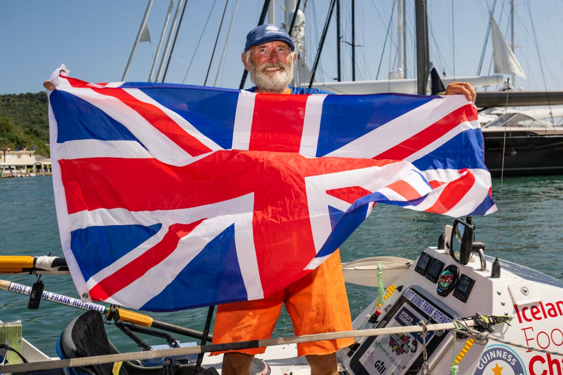 Oldest man to row Atlantic solo reunites with wife after record breaking two month voyage