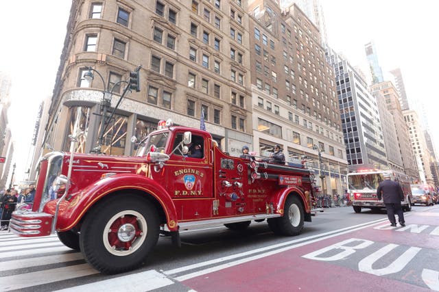 <p>FDNY Engine 2 truck drives in the 2023 New York City Veterans Day Parade on November 11, 2023 in New York City</p>