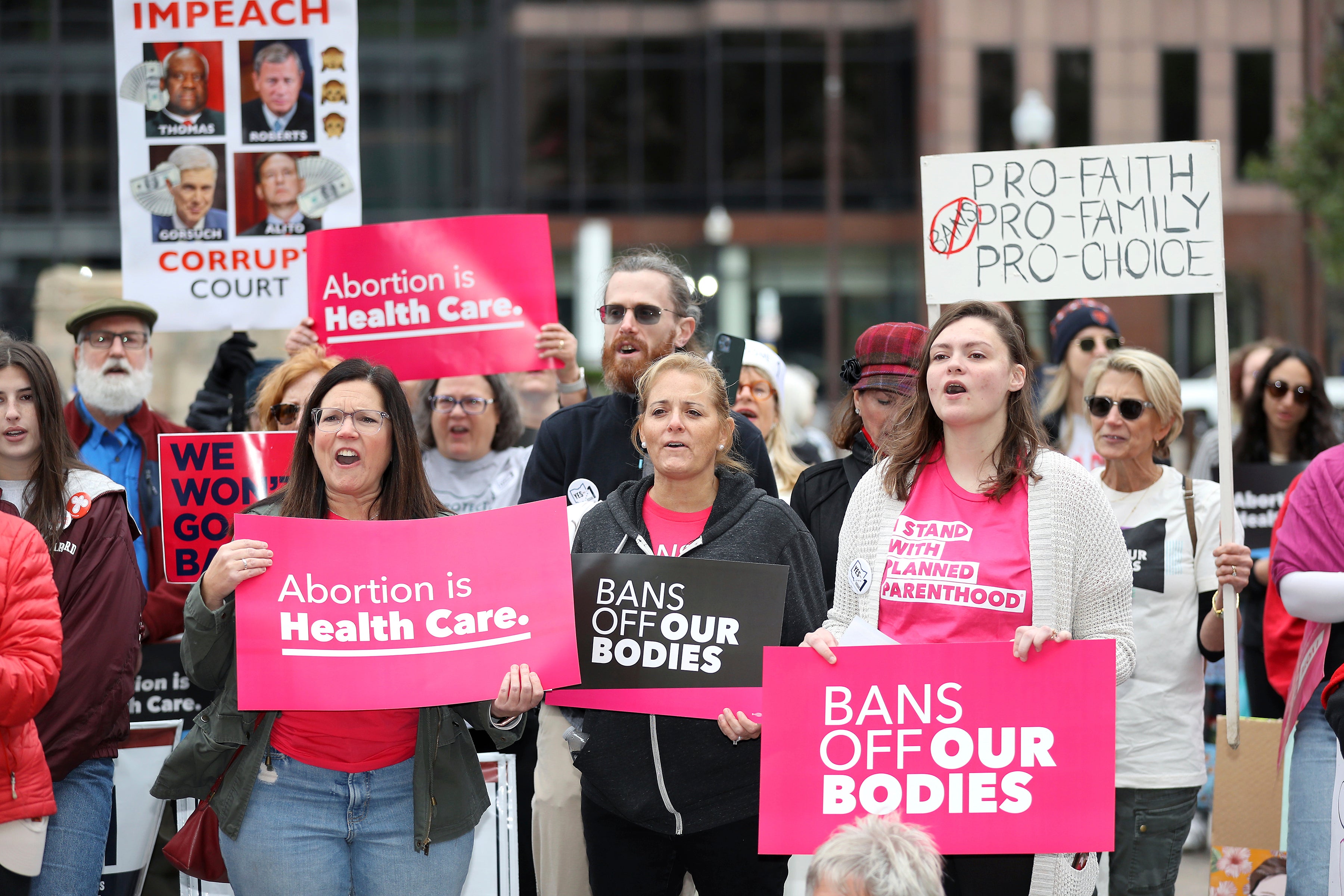 Supporters of the Ohio abortion rights ballot measure rally in 2023 ahead of the vote