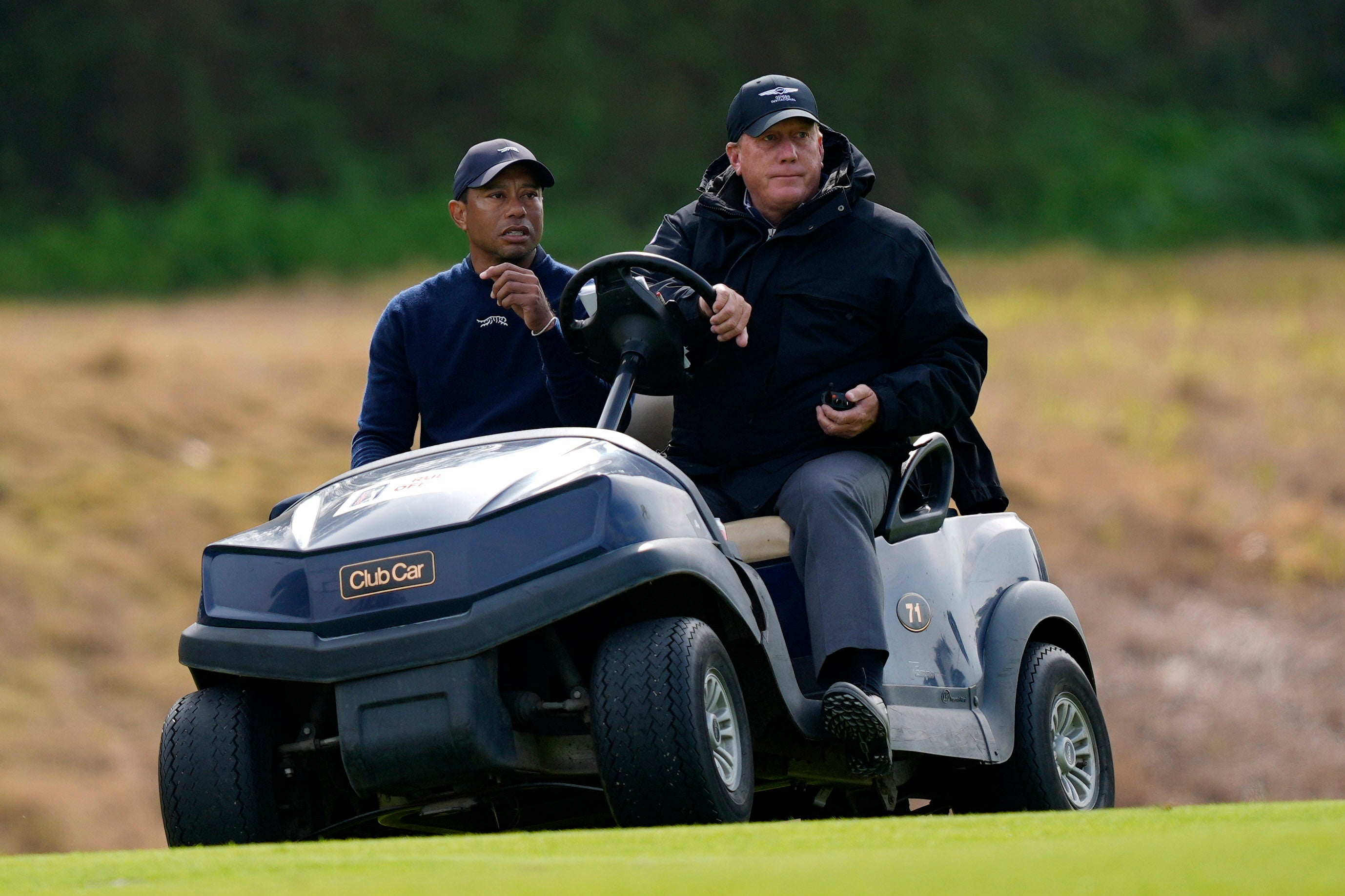 Tiger Woods was driven off the course after withdrawing from the tournament
