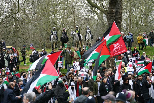 About 1,500 police from forces across the UK were on duty during the demonstration (Jordan Pettitt/PA)