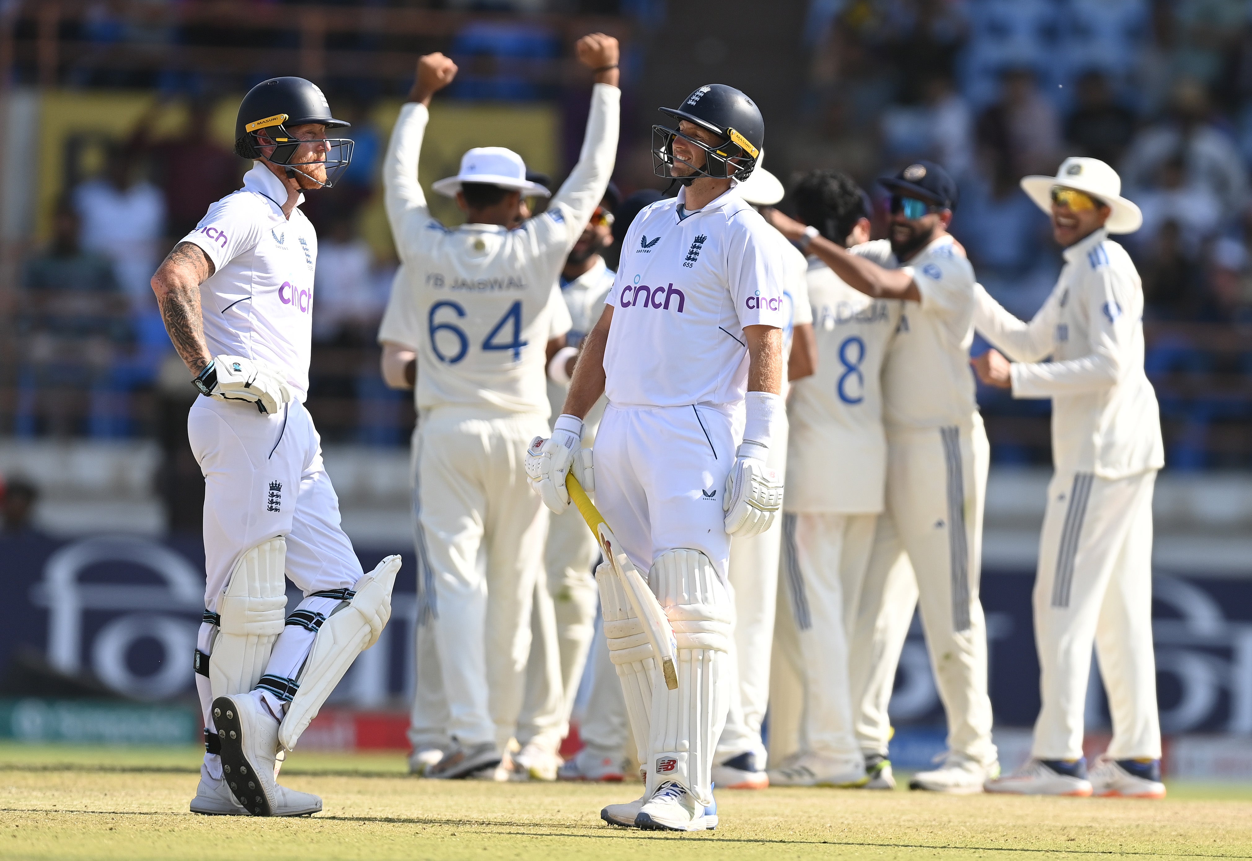 Joe Root reacts after been given out lbw to Ravindra Jadeja