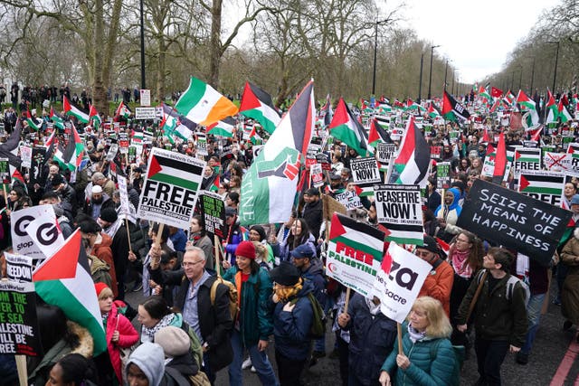 The protest took place in London on Saturday (Jordan Pettitt/PA)