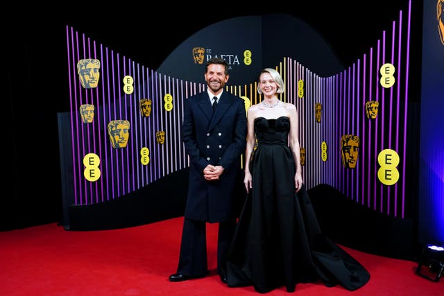 Carey Mulligan was joined by Maestro co-star Bradley Cooper on the Bafta red carpet (Ian West/PA)