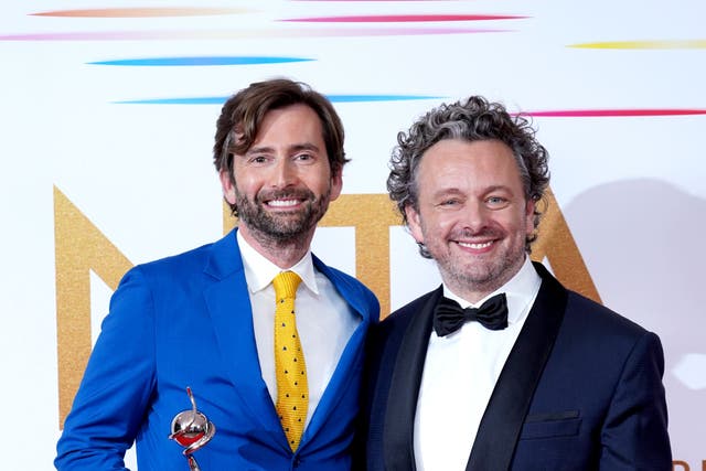 David Tennant teams with Staged co-star Michael Sheen creating a sketch to introduce the Bafta awards (Ian West/PA)