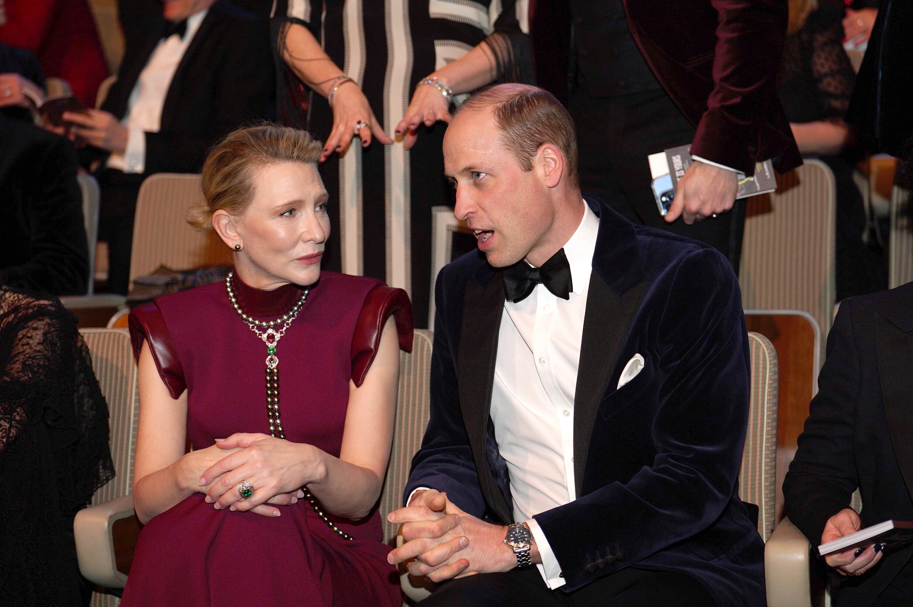 Prince William and Cate Blanchett seated at the 2024 Baftas