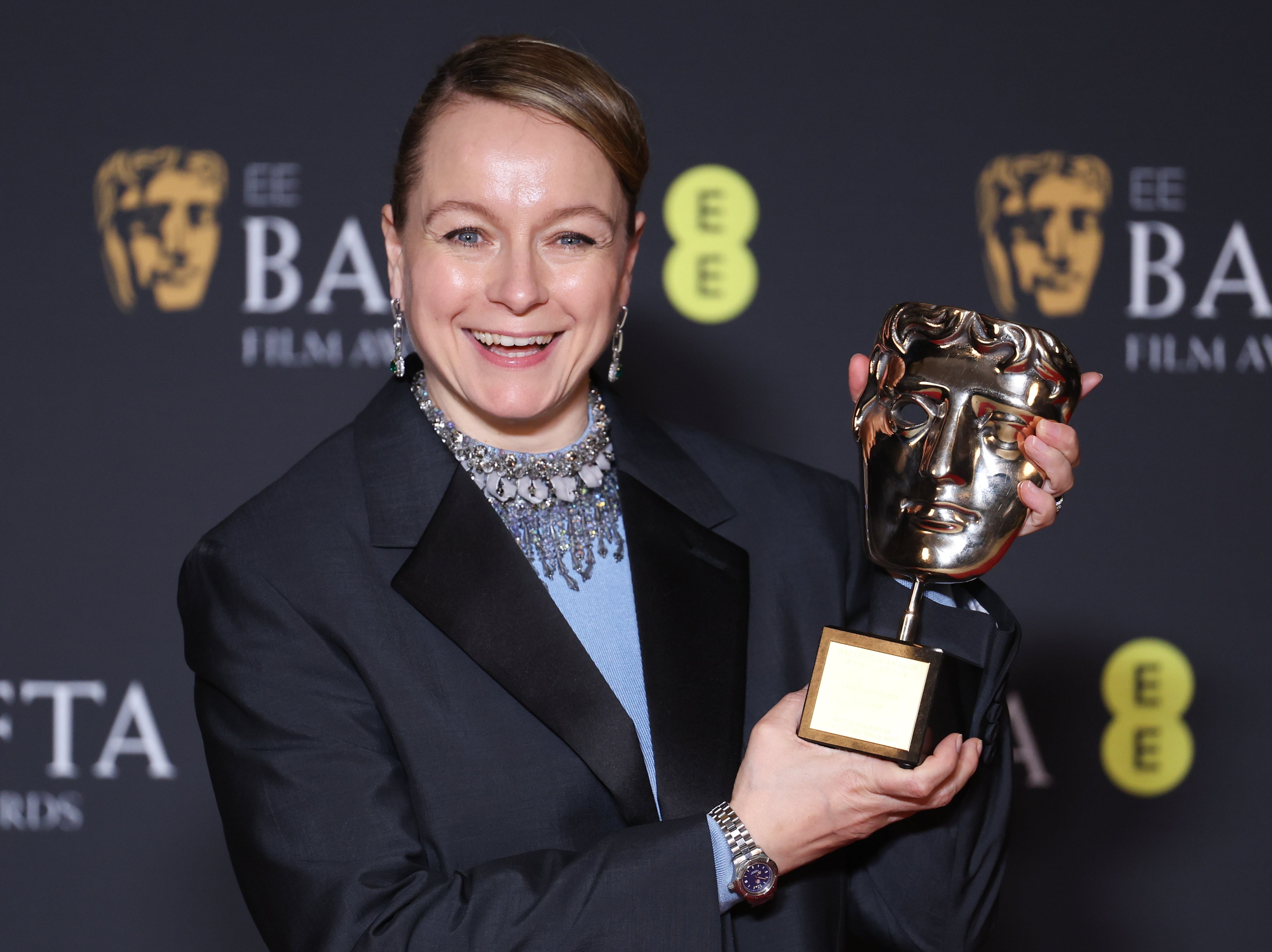 Samantha Morton with her Bafta Award in 2024 (EPA)