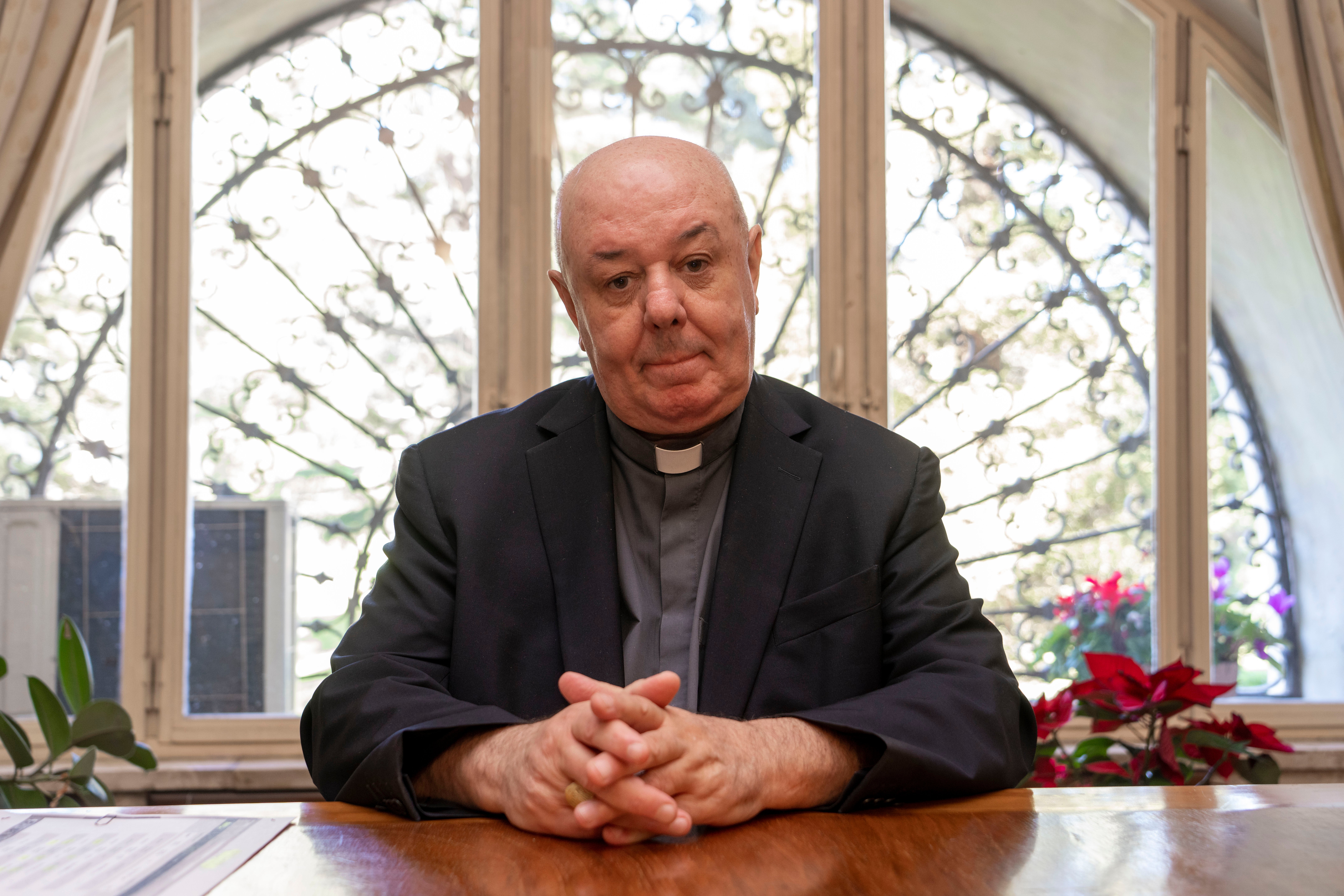<p>Prefect of the Archivio Apostolico Vaticano, Bishop Sergio Pagano, speaks in his office at the Vatican</p>