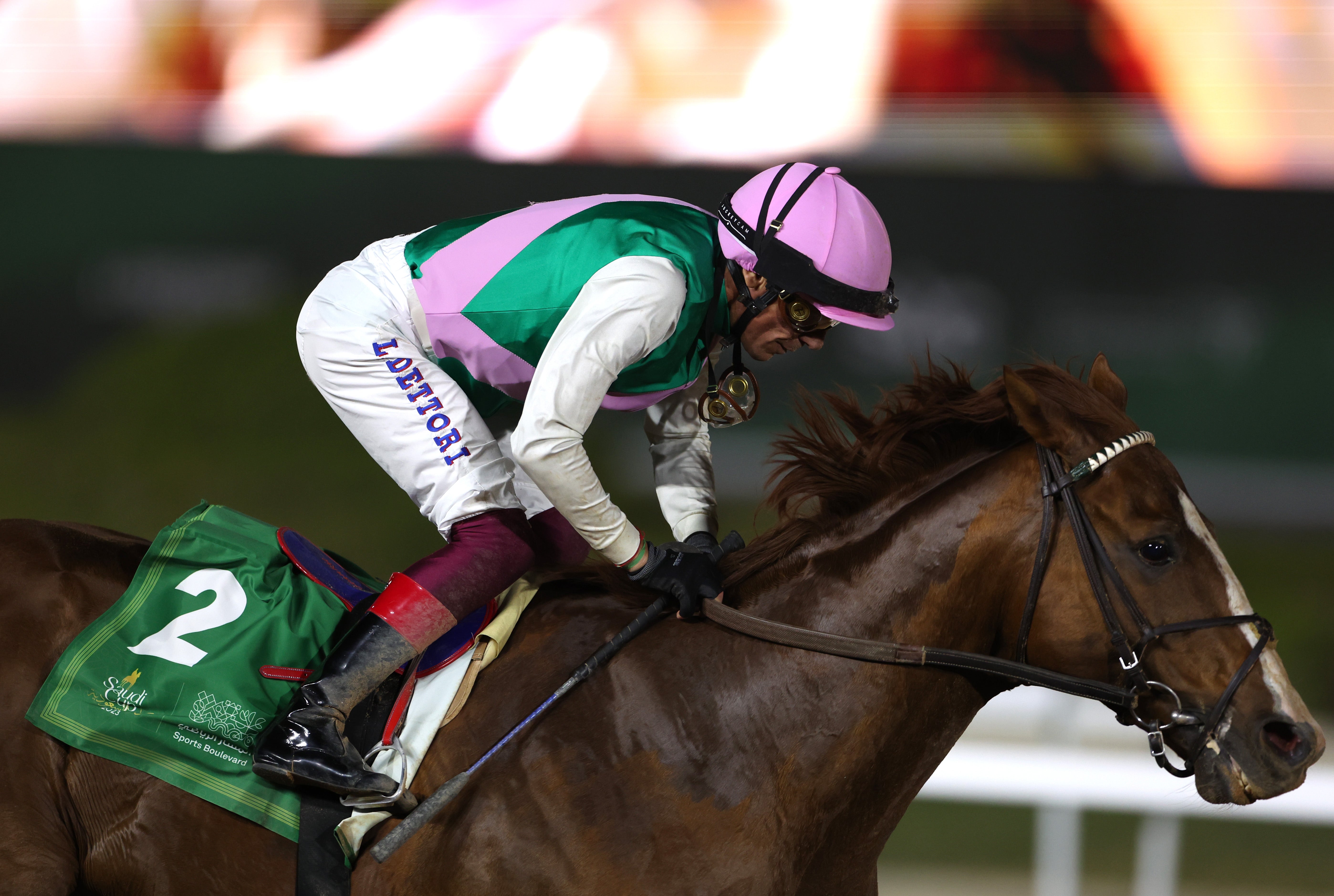 Frankie Dettori riding Elite Power wins the Riyadh Dirt Sprint during the Saudi Cup 2023