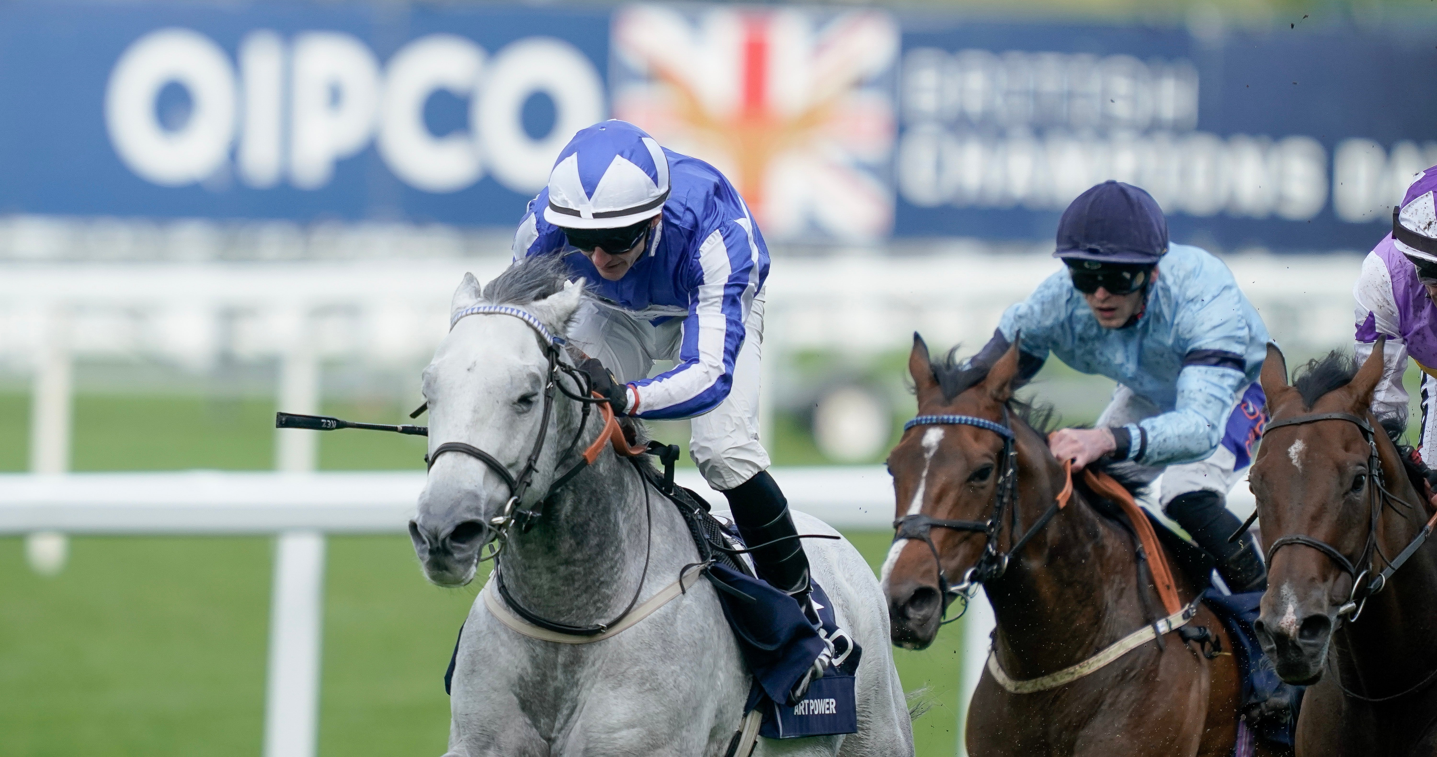 David Allan riding Art Power to win The Qipco British Champions Sprint Stakes at Ascot Racecourse