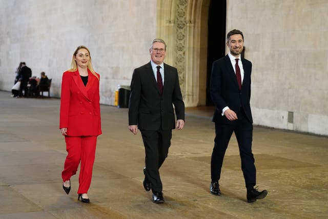 Sir Keir Starmer welcomed newly elected MPs Gen Kitchen and Damien Egan to Parliament on Monday (Aaron Chown/PA)