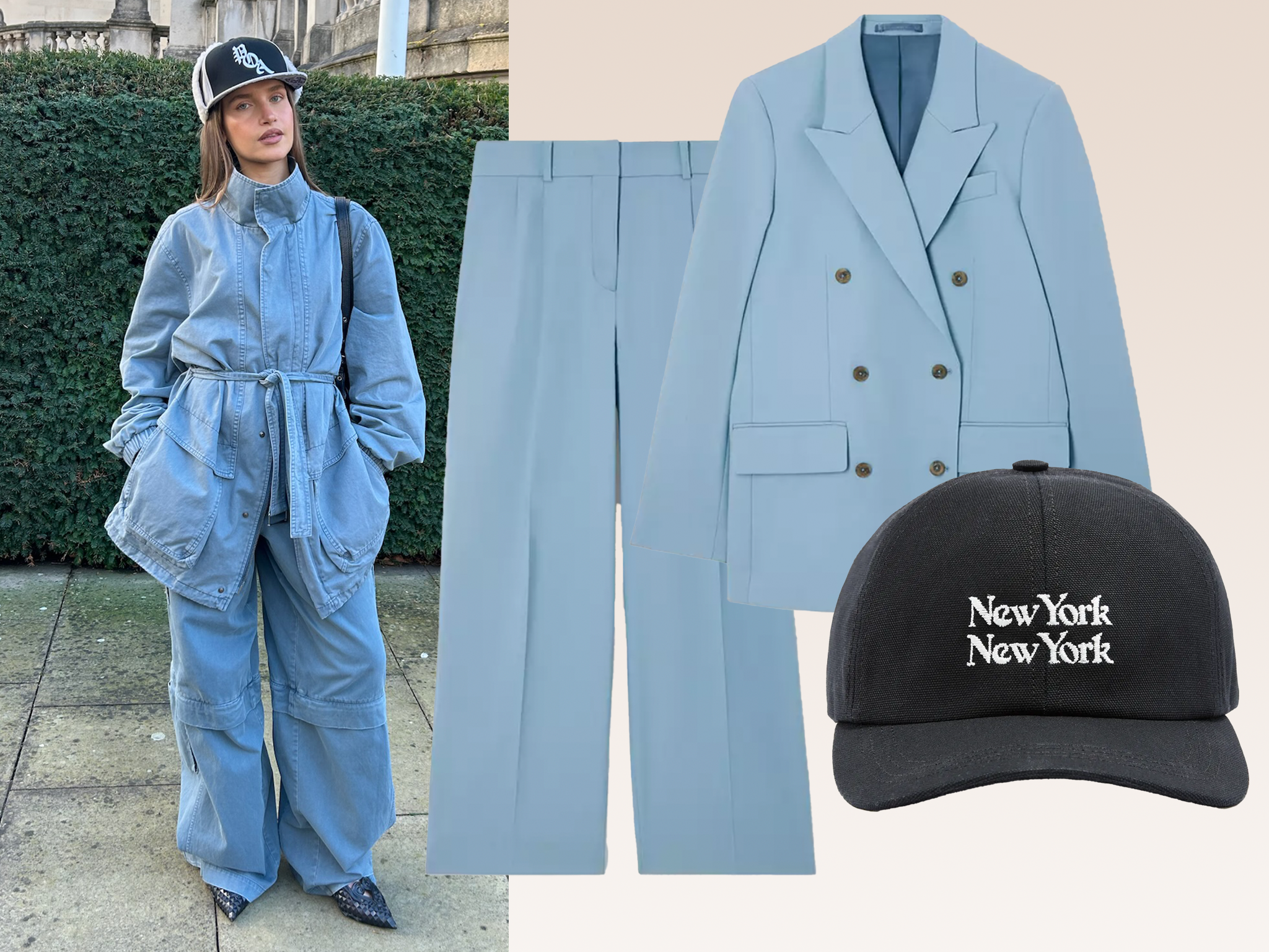 Natalie Winter opts for baby blue for London Fashion Week 2024