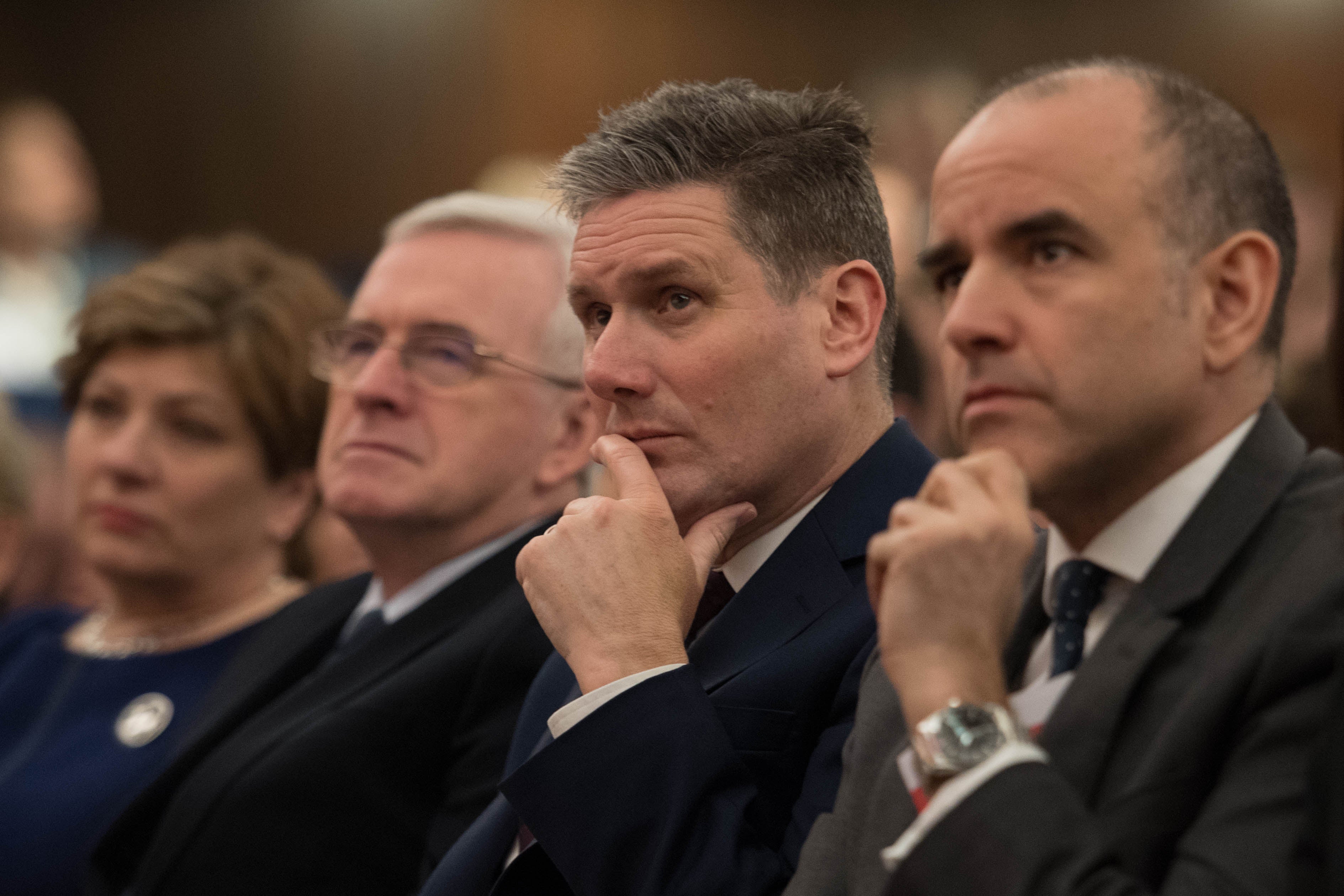 Starmer, then shadow Brexit secretary, attends a speech of Jeremy Corbyn