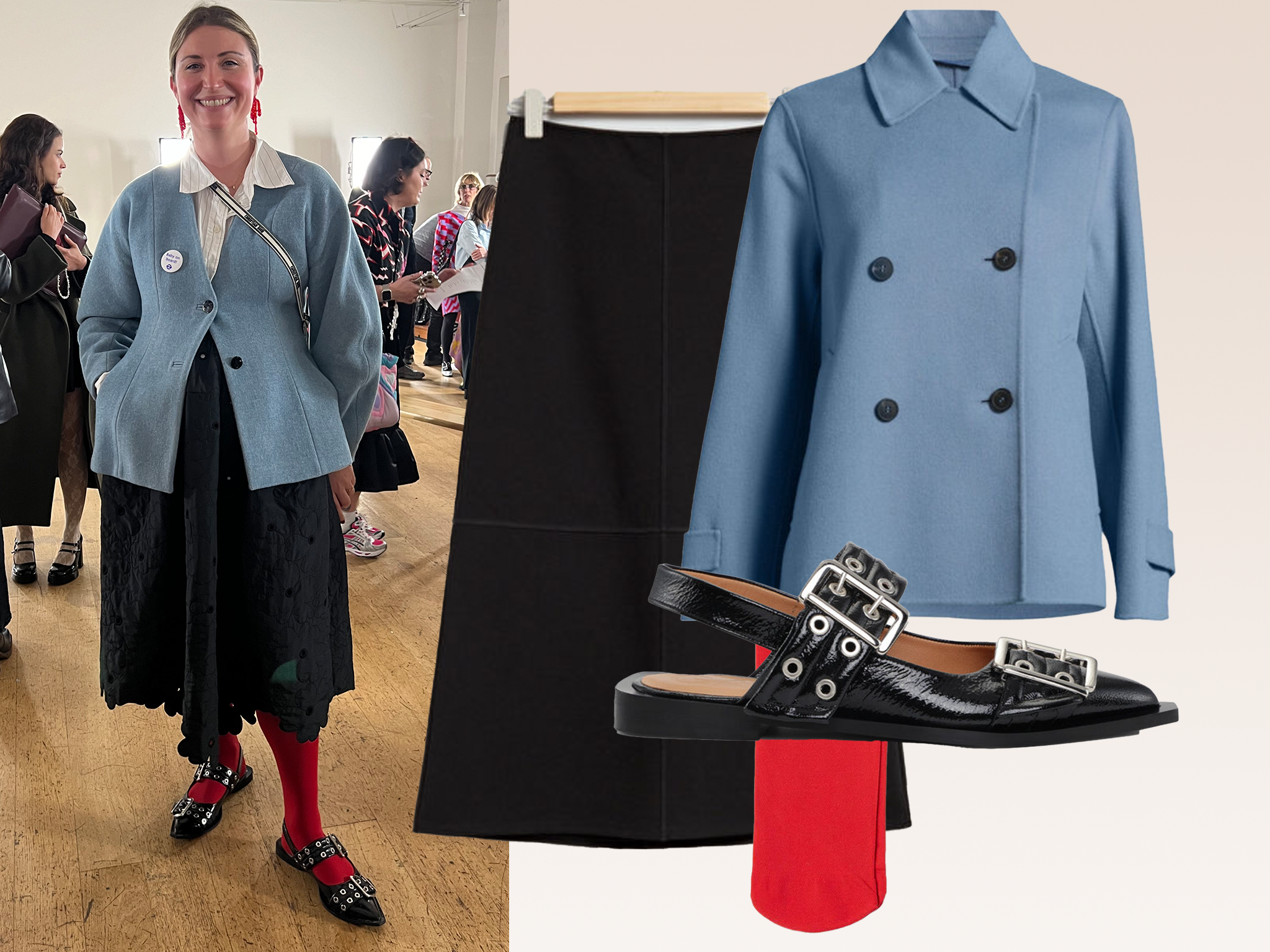 Rosie Arkell-Palmer rocks red tights for London Fashion Week 2024