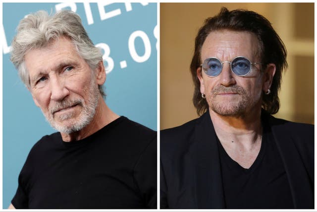 <p>Roger Waters (left) and Bono</p>