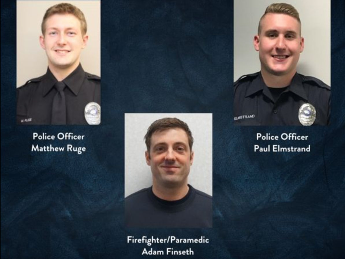 Burnsville police officers Matthew Ruge, Paul Elmstrand, and Burnsville fire-paramedic Adam Finseth were killed during a barricaded suspect incident in Burnsville, Minnesota