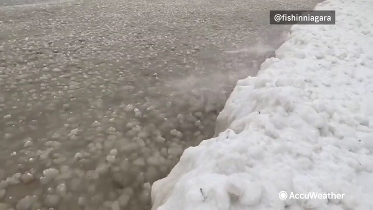 Rare frozen phenomenon smash into Lake Erie coast