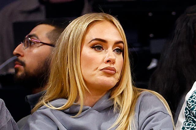 Adele attends a game between the Memphis Grizzlies and the Los Angeles Lakers in the second half in Game Six of the Western Conference First Round Playoffs at Crypto.com Arena on April 28, 2023 in Los Angeles, California