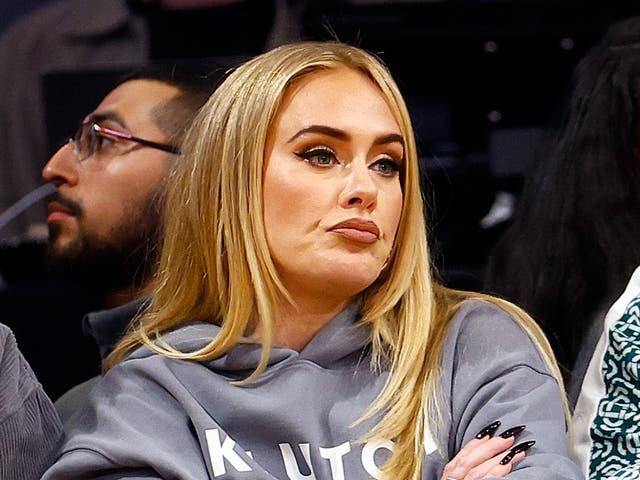 Adele attends a game between the Memphis Grizzlies and the Los Angeles Lakers in the second half in Game Six of the Western Conference First Round Playoffs at Crypto.com Arena on April 28, 2023 in Los Angeles, California