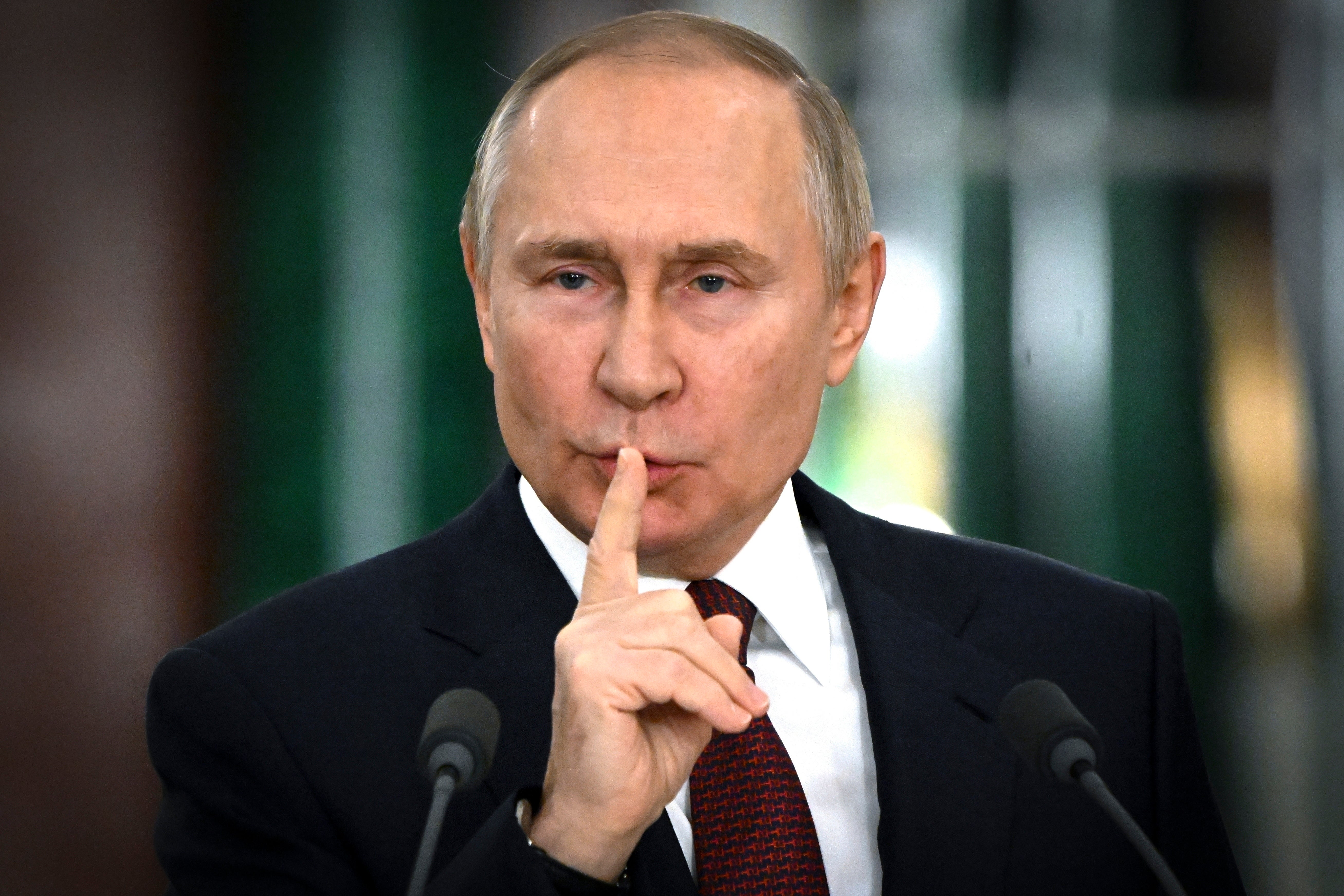 <p>Russian President Vladimir Putin gestures while speaking at a news conference following a meeting of the State Council at the Kremlin in Moscow,</p>