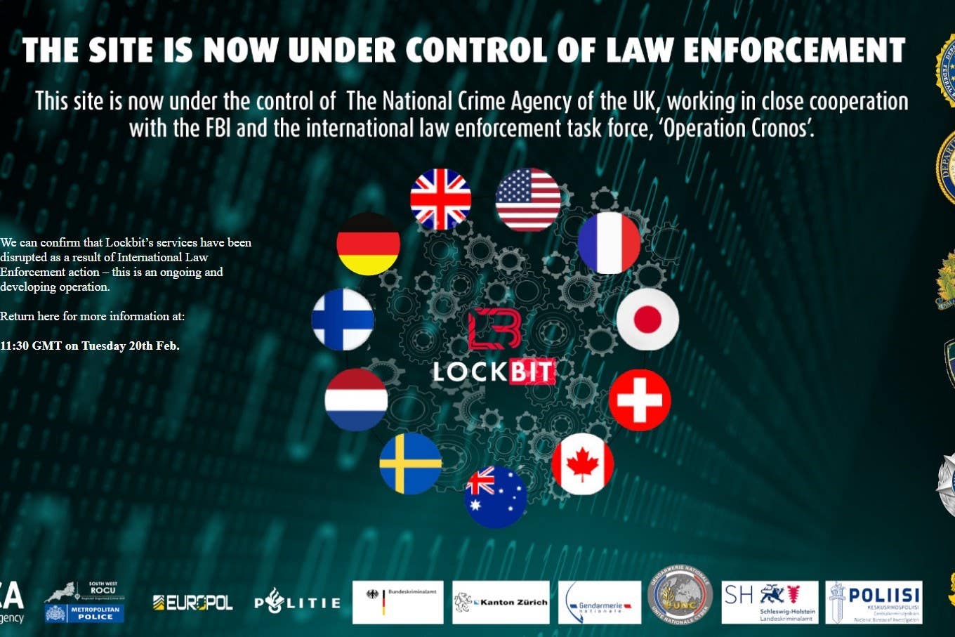 LockBit services have been disrupted as a result of international law enforcement action (NCA/PA)