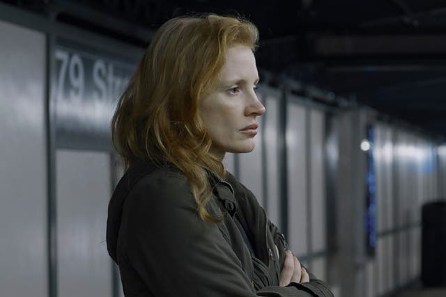 <p>Traumatised: Jessica Chastain in ‘Memory’ </p>