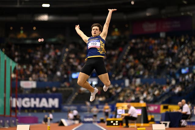 <p>Britain’s Archie Yeo competes at the UK Indoor Championships in Birmingham last week</p>