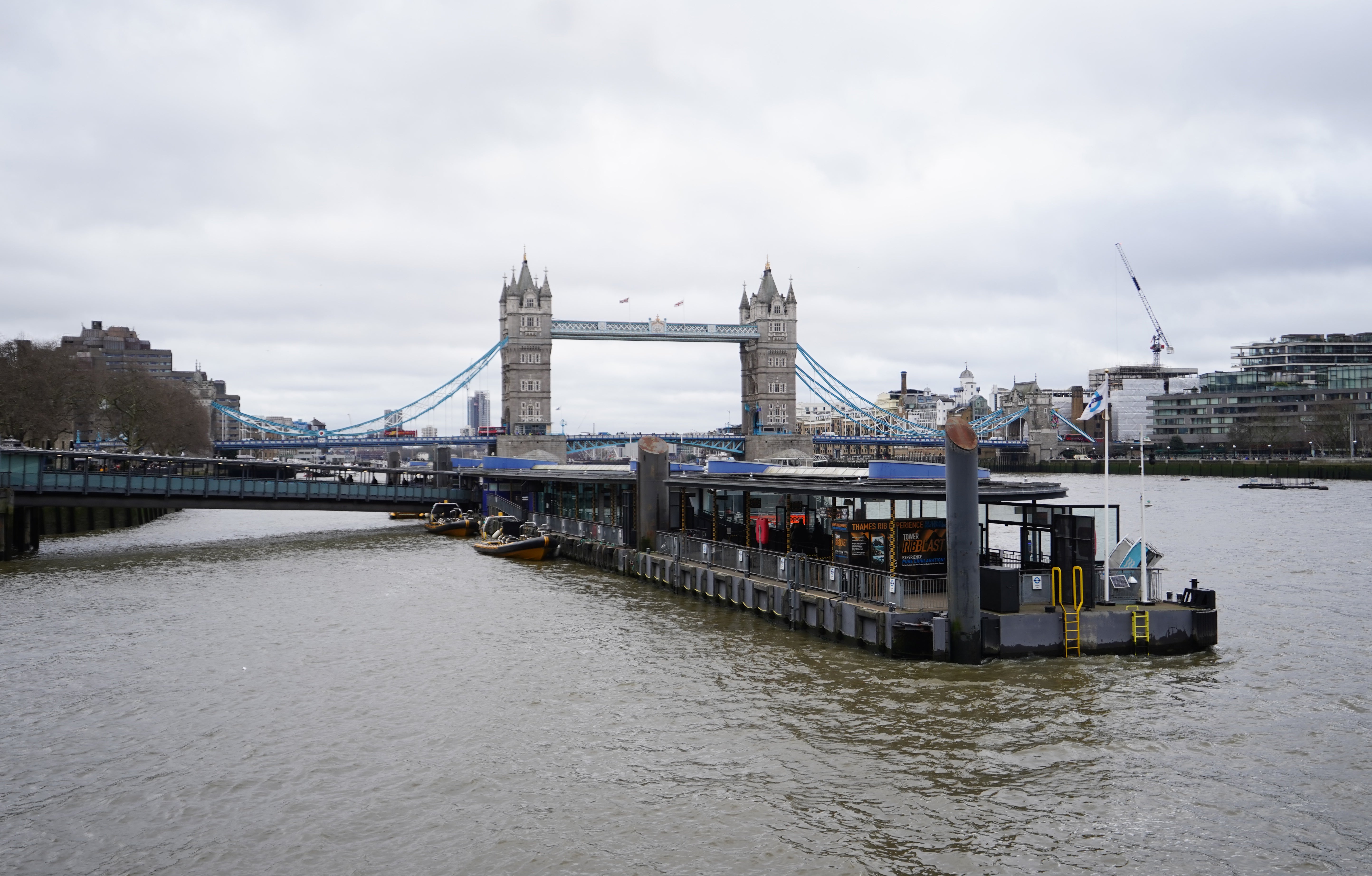 Tower Pier on the Thames, where a body believed to be that of Ezedi was found in the water on Monday
